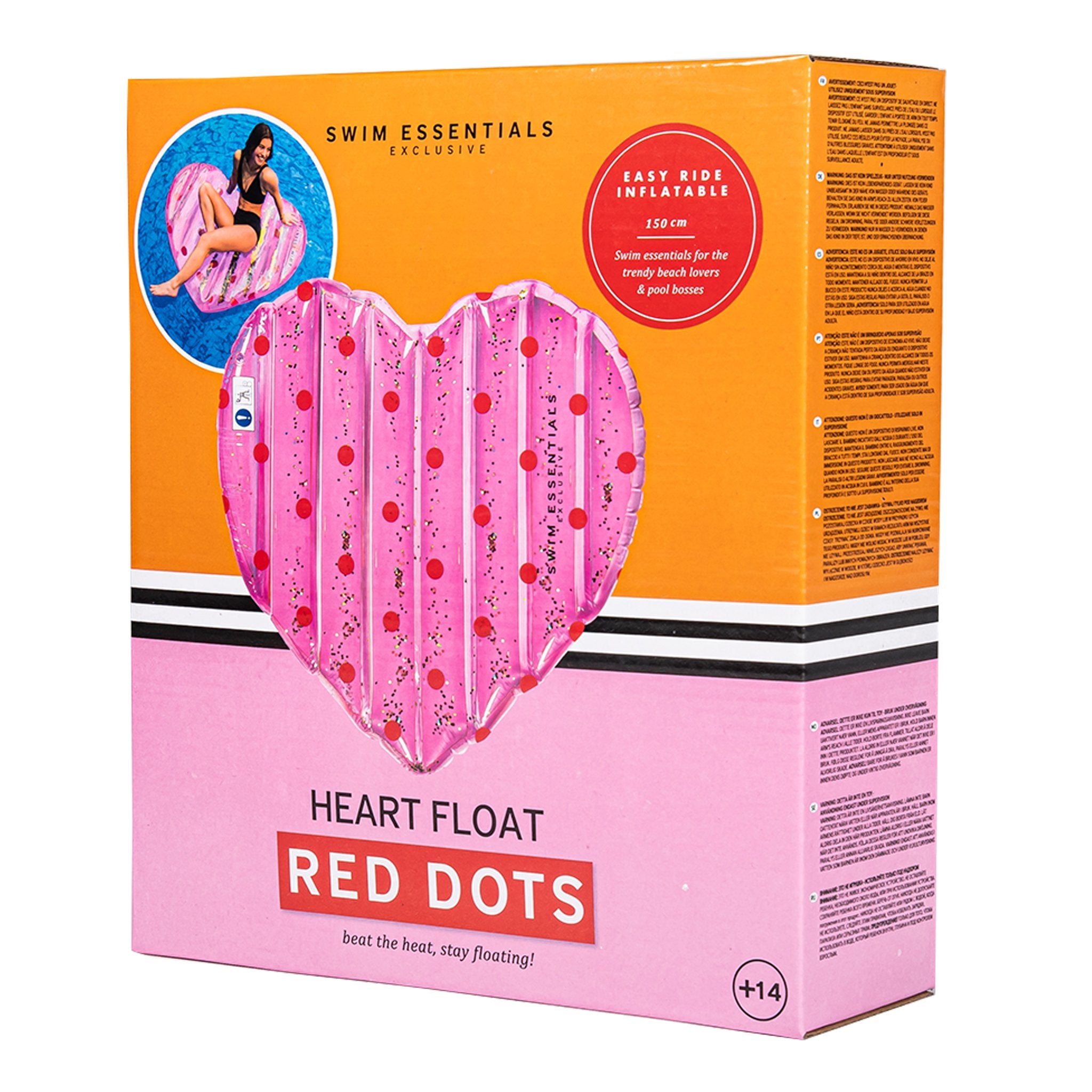 Swim Essentials - Pink heart glitter air mattress