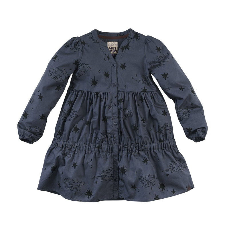 Meisjes Jurk lange mouw Norma van Z8 in de kleur Lady gray/AOP in maat 140/146.