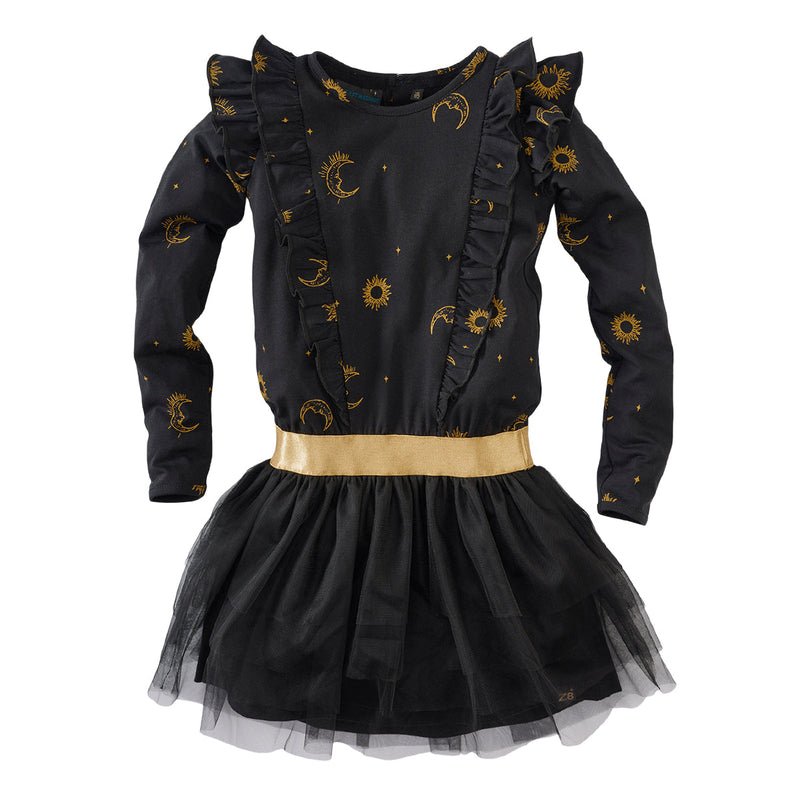 Meisjes Jurkje l/s Nowy van Z8 in de kleur Blacks back in maat 140-146.