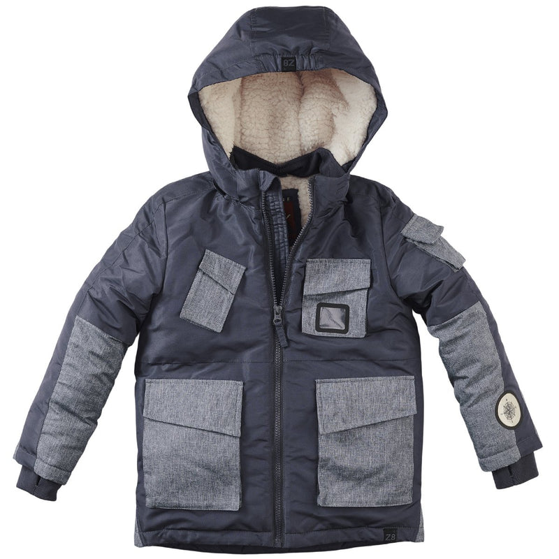 Jongens Winterjas Perito van Z8 in de kleur Real steel in maat 140/146.