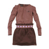 Meisjes Jurk lange mouw Sannah van Z8 in de kleur Rusty rust/Dark choco in maat 140/146.