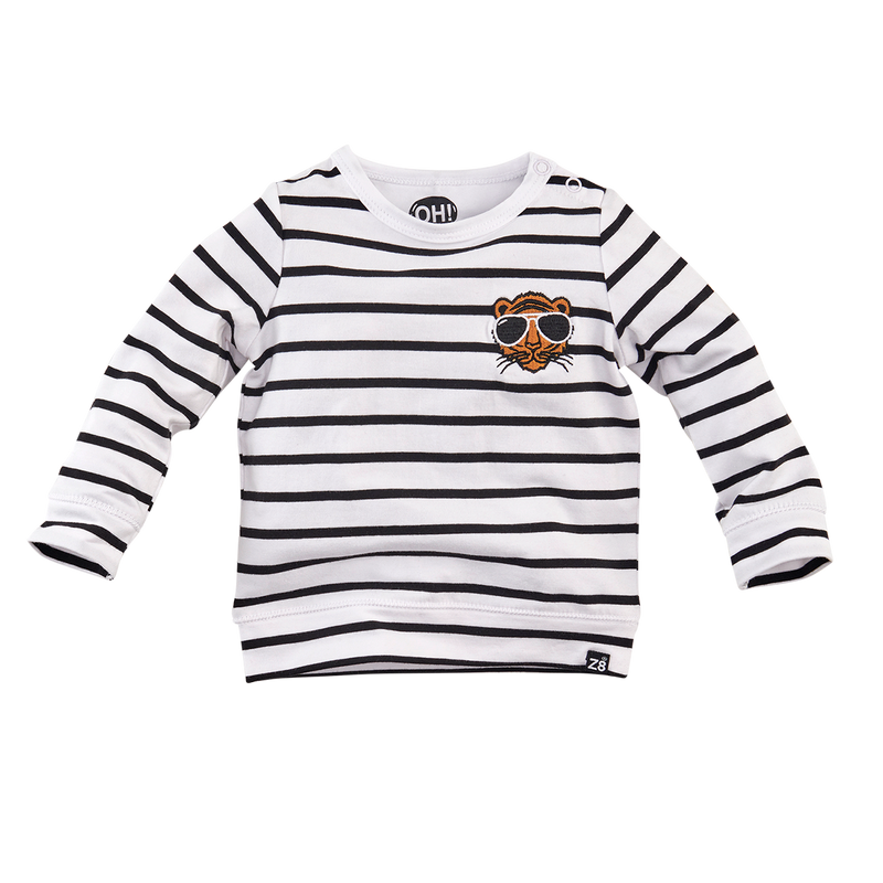 Jongen, Bright white/Black/Stripes, 74, Z8, €15-€20, Long sleeves, 20-zomer, 191219