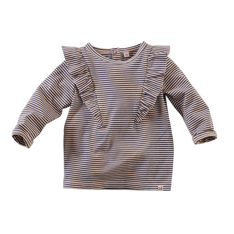 Babys Longsleeve Leyte van Z8 in de kleur Dusty blush/Stripes in maat 74.